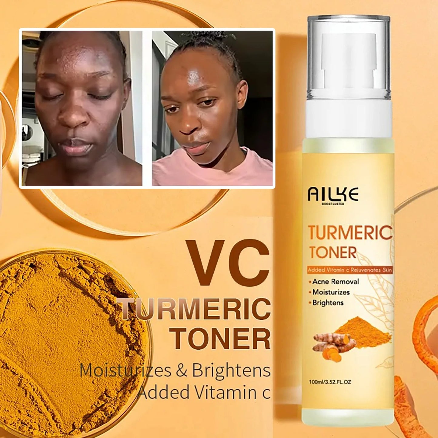 AILKE Organic Turmeric Skin Care, Lighten, Improve Dullness, Brightening, Hydration, Exfoliates, Smooths Skin, For Men And Women - Health & Longevity Life