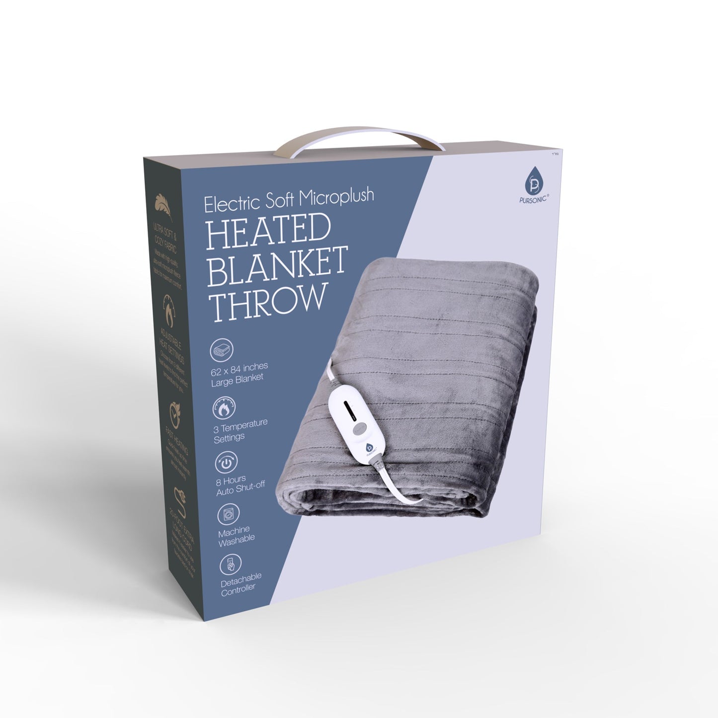 Electric Soft Microplush Heated Blanket Throw – 62x84 Inches, Fast Heating with 3 Temperature Settings - Health & Longevity Life