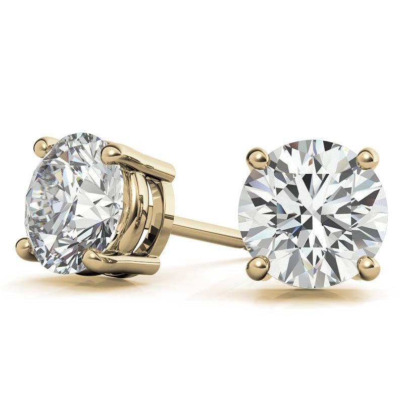 1 CTW Lab - Grown Diamond Stud Earrings - G/VS Clarity - 14k Gold Over Sterling Silver - White or Yellow Gold Option - Health & Longevity Life