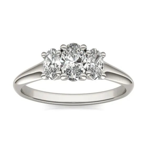 1 CTW Oval Lab Grown Diamond Three Stone Engagement Ring 14K White Gold (G - VS) - Health & Longevity Life