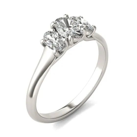 1 CTW Oval Lab Grown Diamond Three Stone Engagement Ring 14K White Gold (G - VS) - Health & Longevity Life