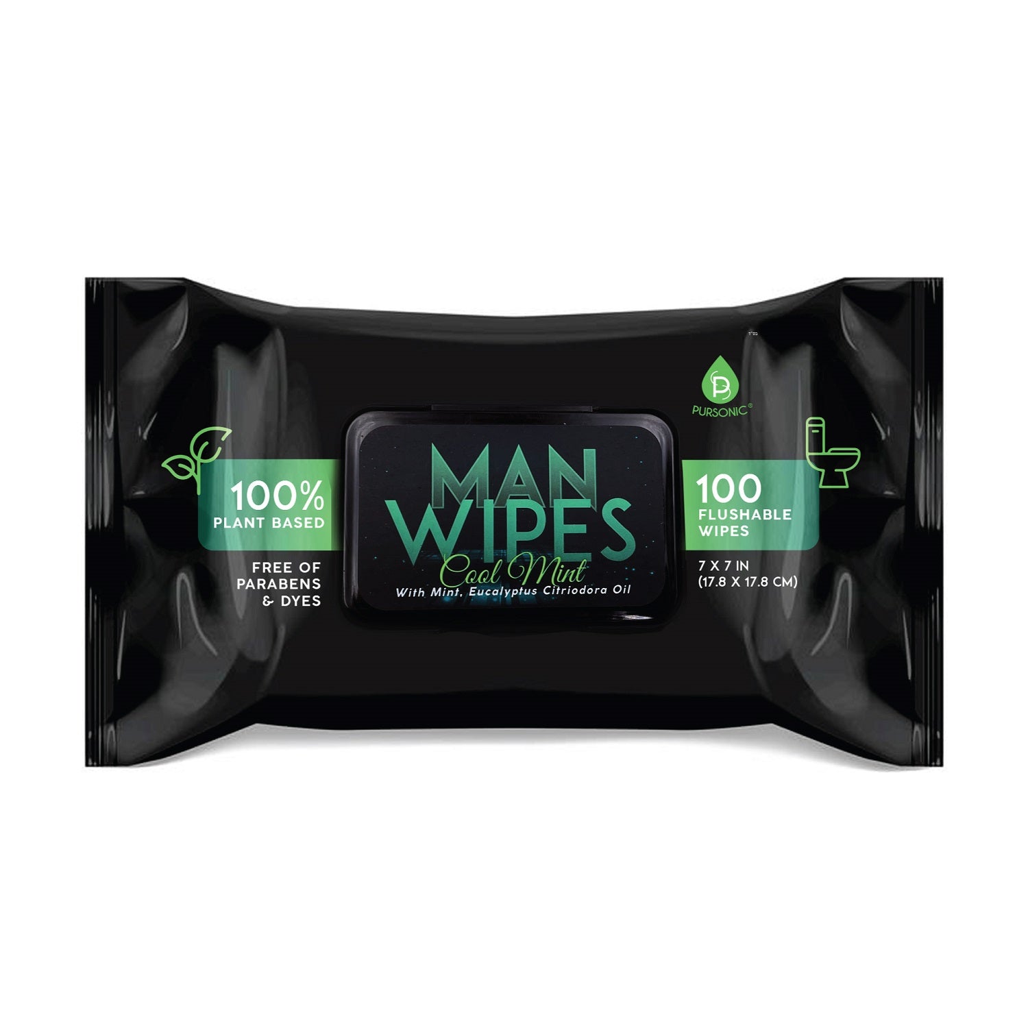 12 Pack of Flushable Man Wipes (1200 Mint Scented Wipes) - Health & Longevity Life