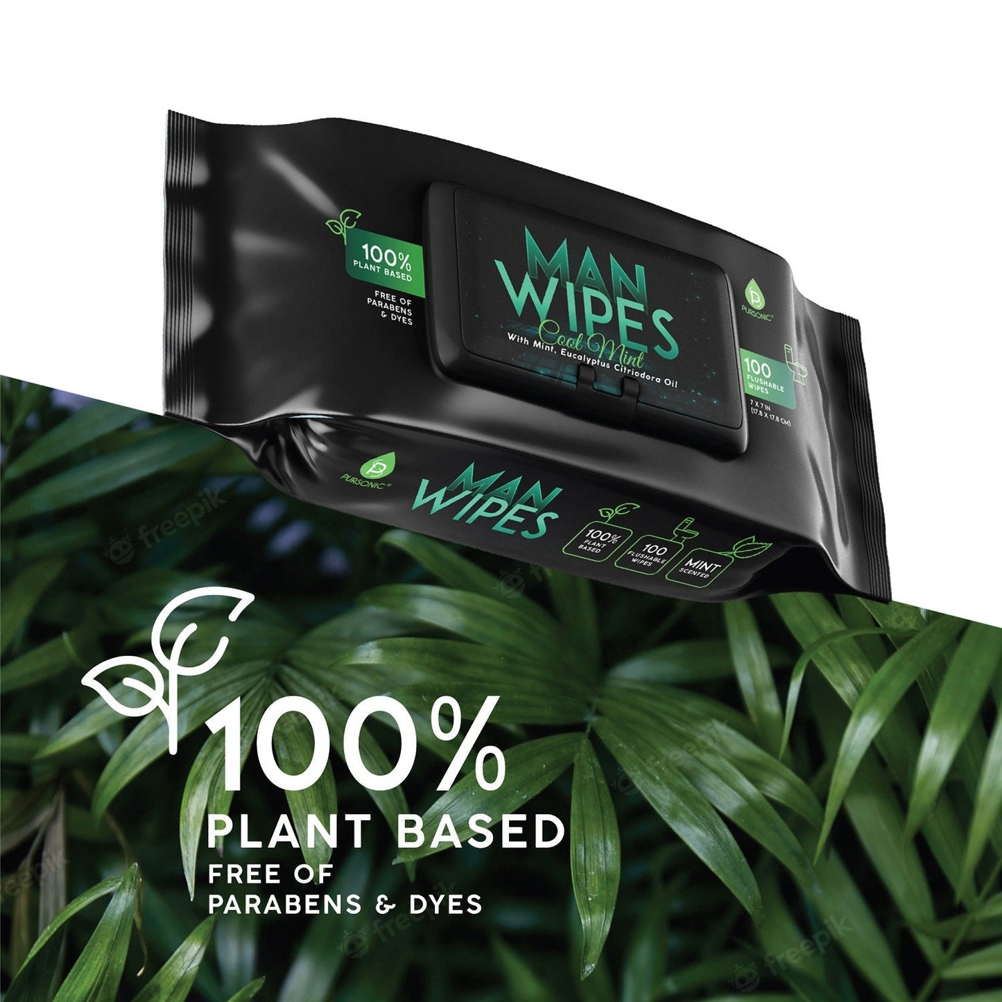 12 Pack of Flushable Man Wipes (1200 Mint Scented Wipes) - Health & Longevity Life