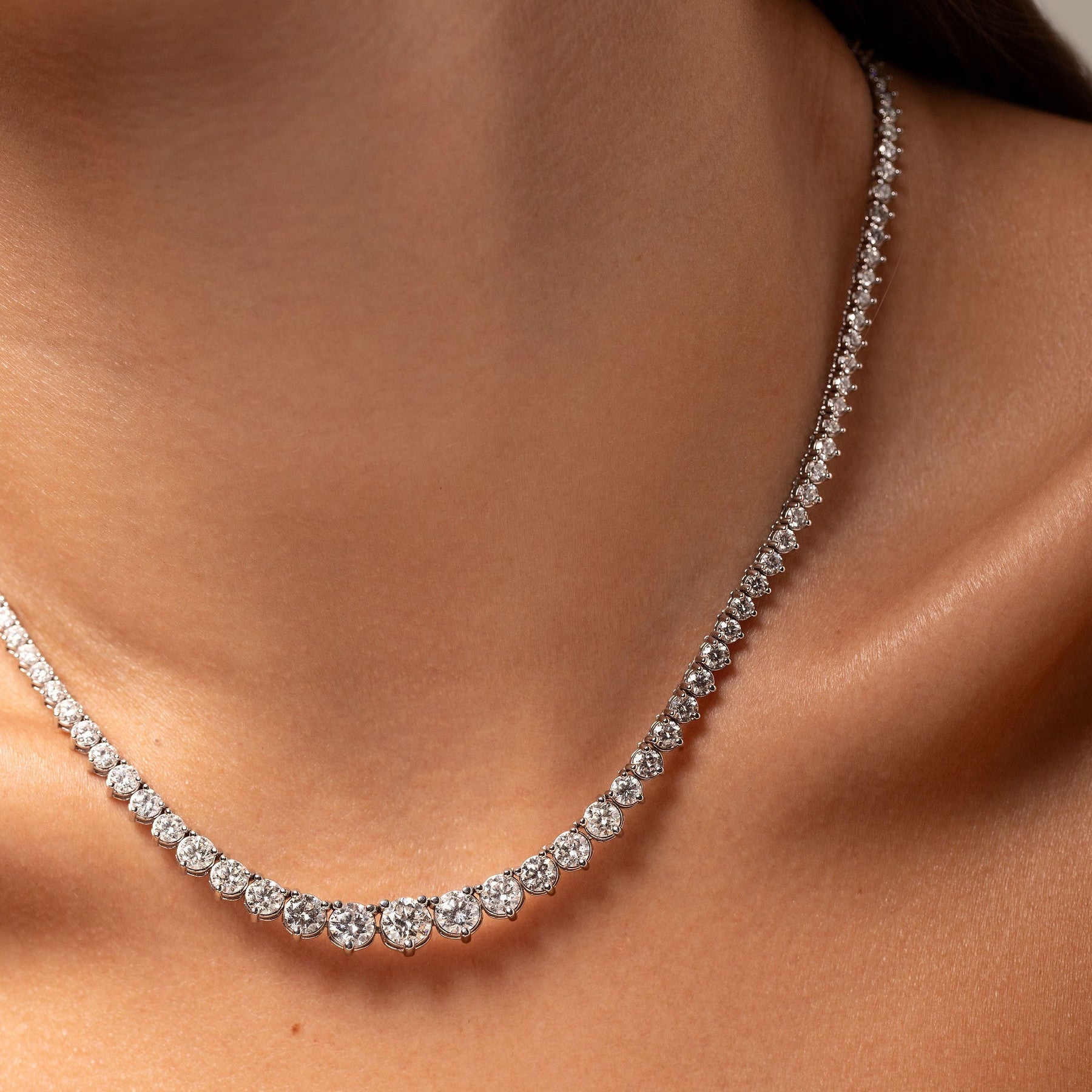 15 CTW Created Moissanite Graduated Tennis Necklace - G - H Color, SI Clarity - Health & Longevity Life