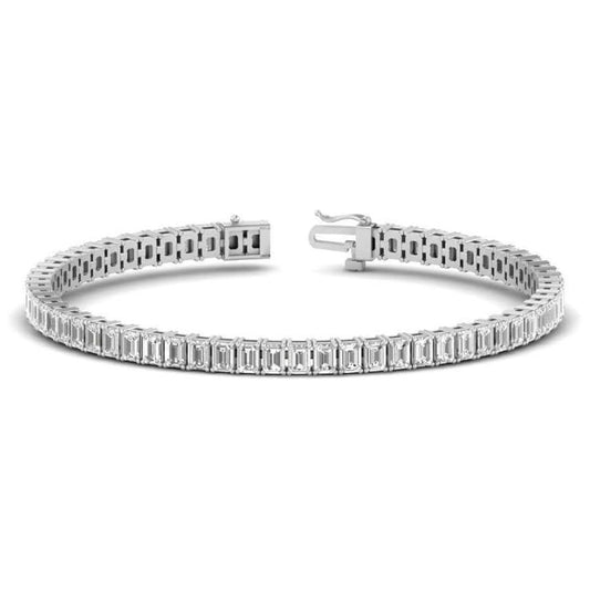 20 CTW Emerald Cut Created Moissanite Tennis Bracelet | 14K Gold Plated | VVS Clarity - Health & Longevity Life