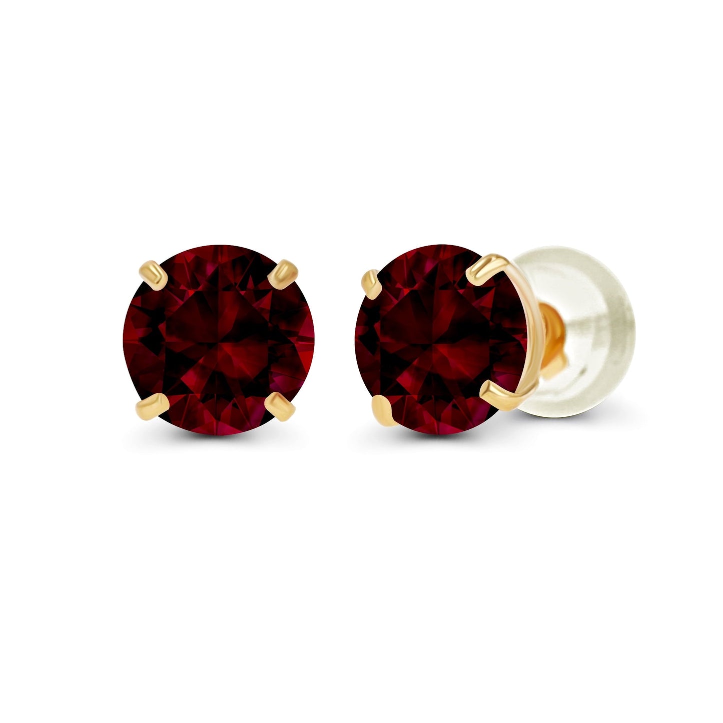 2.00 CTW Natural Red Garnet Stud Earrings in 14K Yellow Gold - Handcrafted USA - Health & Longevity Life