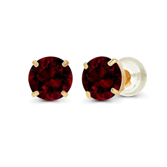 2.00 CTW Natural Red Garnet Stud Earrings in 14K Yellow Gold - Handcrafted USA - Health & Longevity Life