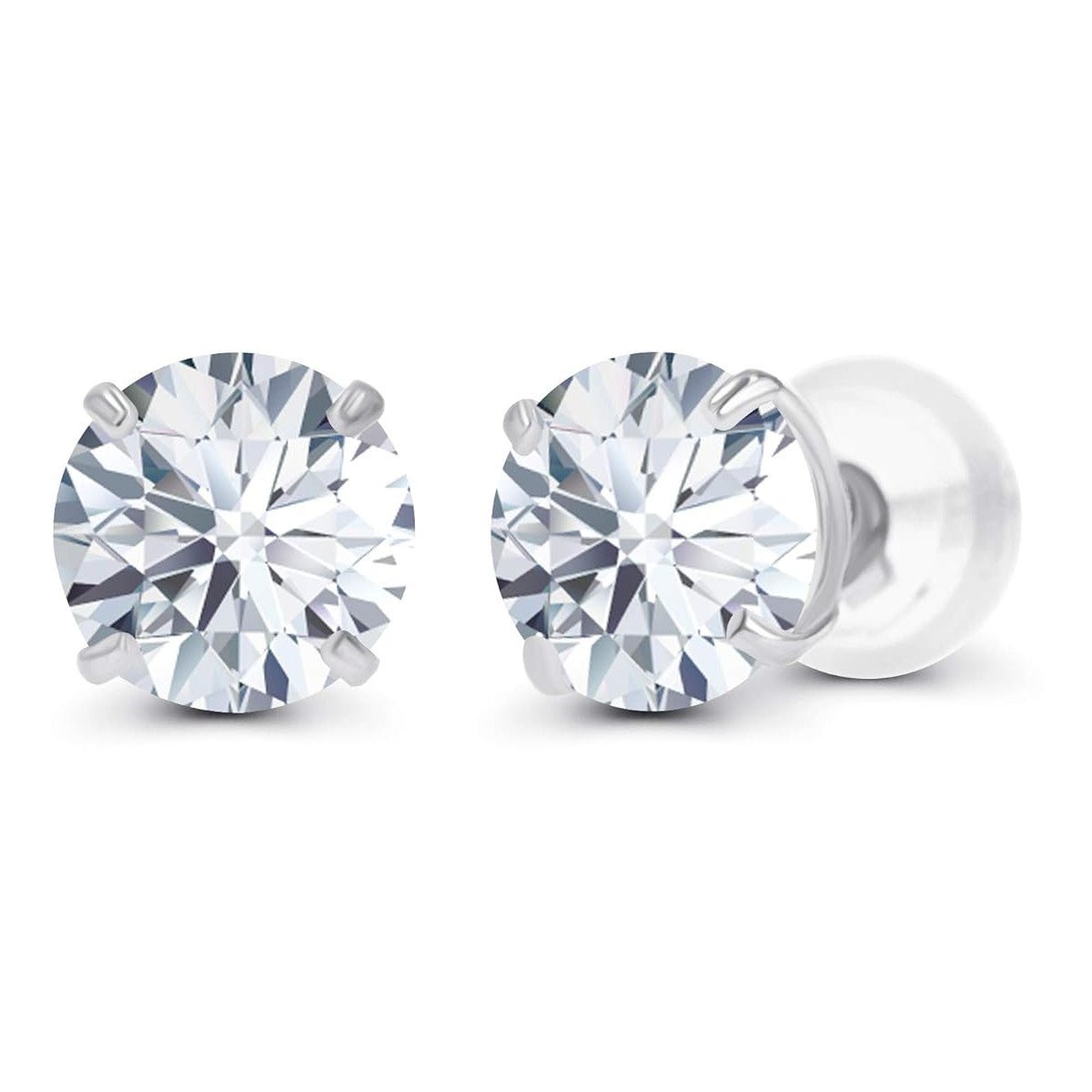 2.50 CTW Created Moissanite Stud Earrings in 14K White Gold - F - G Color, VS Clarity, Handcrafted USA - Health & Longevity Life