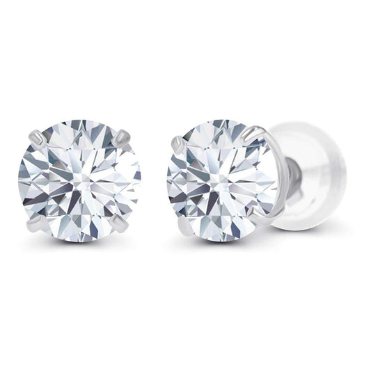 2.50 CTW Created Moissanite Stud Earrings in 14K White Gold - F - G Color, VS Clarity, Handcrafted USA - Health & Longevity Life