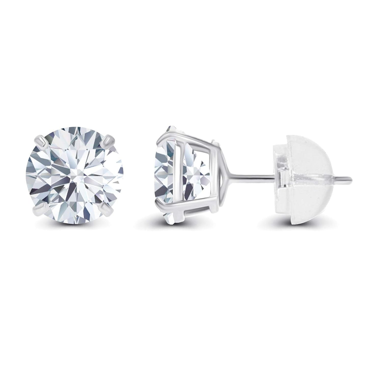 2.50 CTW Created Moissanite Stud Earrings in 14K White Gold - F - G Color, VS Clarity, Handcrafted USA - Health & Longevity Life