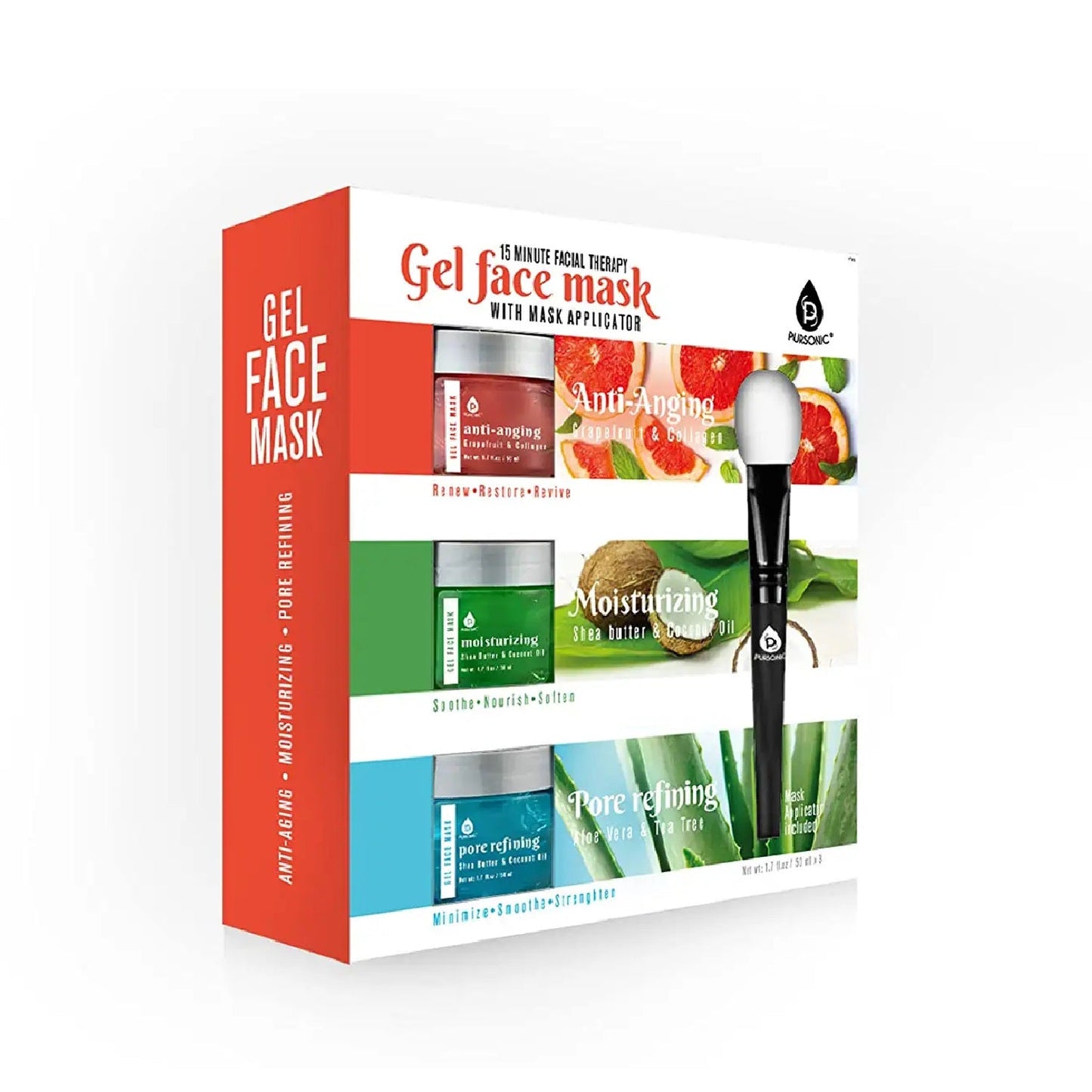 3 Pack Facial Therapy Gel Face Mask With Mask Applicator - Health & Longevity Life