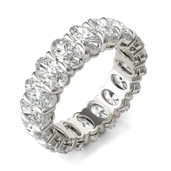4 CTW Oval Lab Grown Diamond Couture Classic Eternity Ring 14K White Gold (G - VS) - Health & Longevity Life
