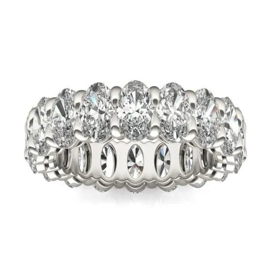 4 CTW Oval Lab Grown Diamond Couture Classic Eternity Ring 14K White Gold (G - VS) - Health & Longevity Life