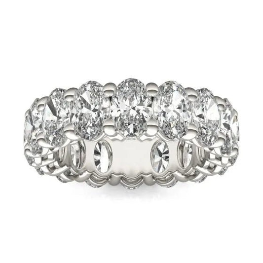 5 5/8 CTW Oval Lab Grown Diamond Couture Classic Eternity Ring 14K White Gold (G - VS) - Health & Longevity Life