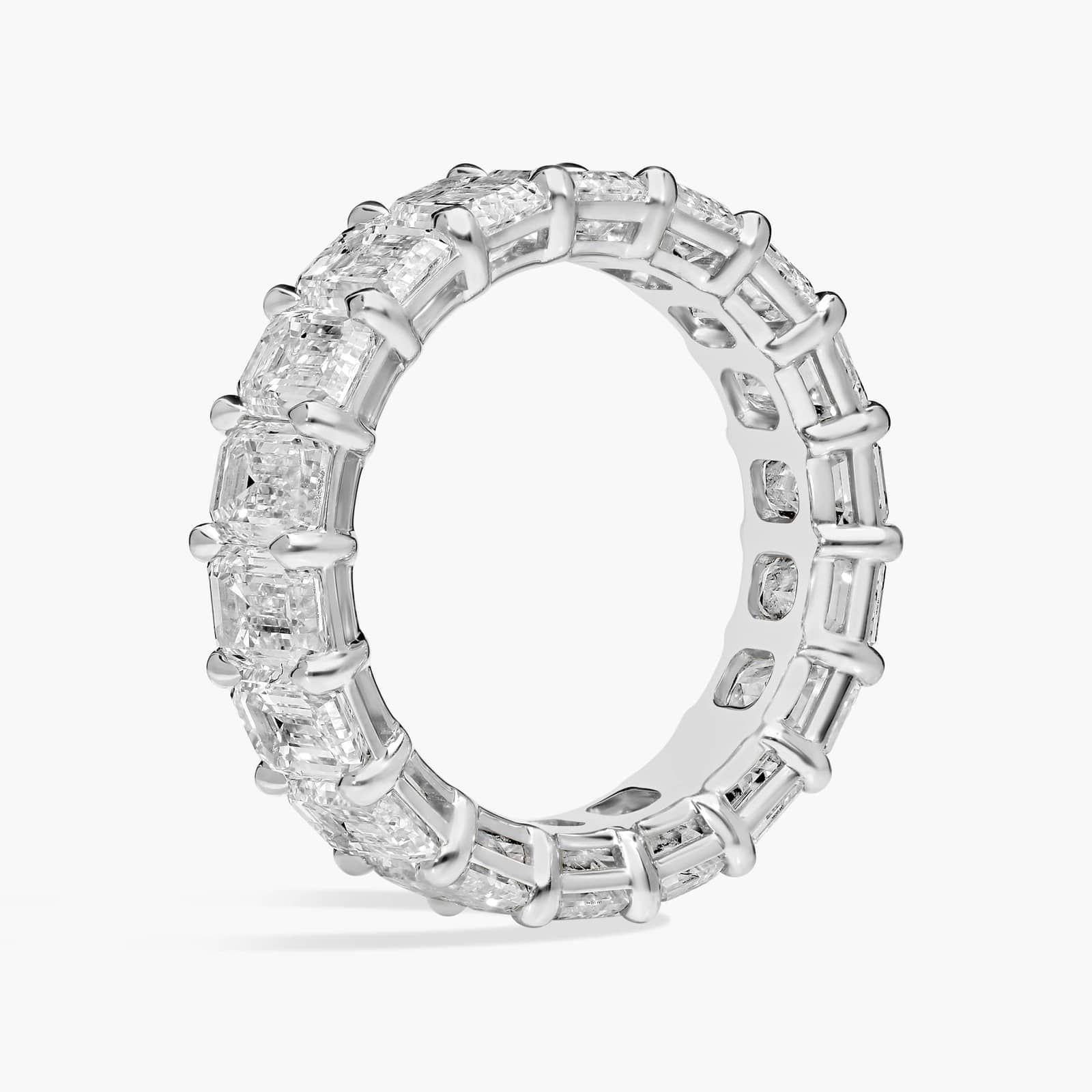 5.00 CTW Created Moissanite Emerald Cut Eternity Band Ring in 14k White Gold Overlay - Health & Longevity Life