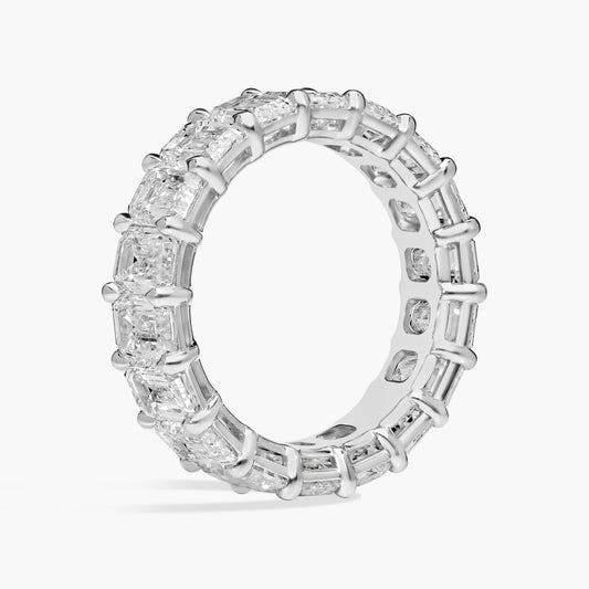 5.00 CTW Created Moissanite Emerald Cut Eternity Band Ring in 14k White Gold Overlay - Health & Longevity Life