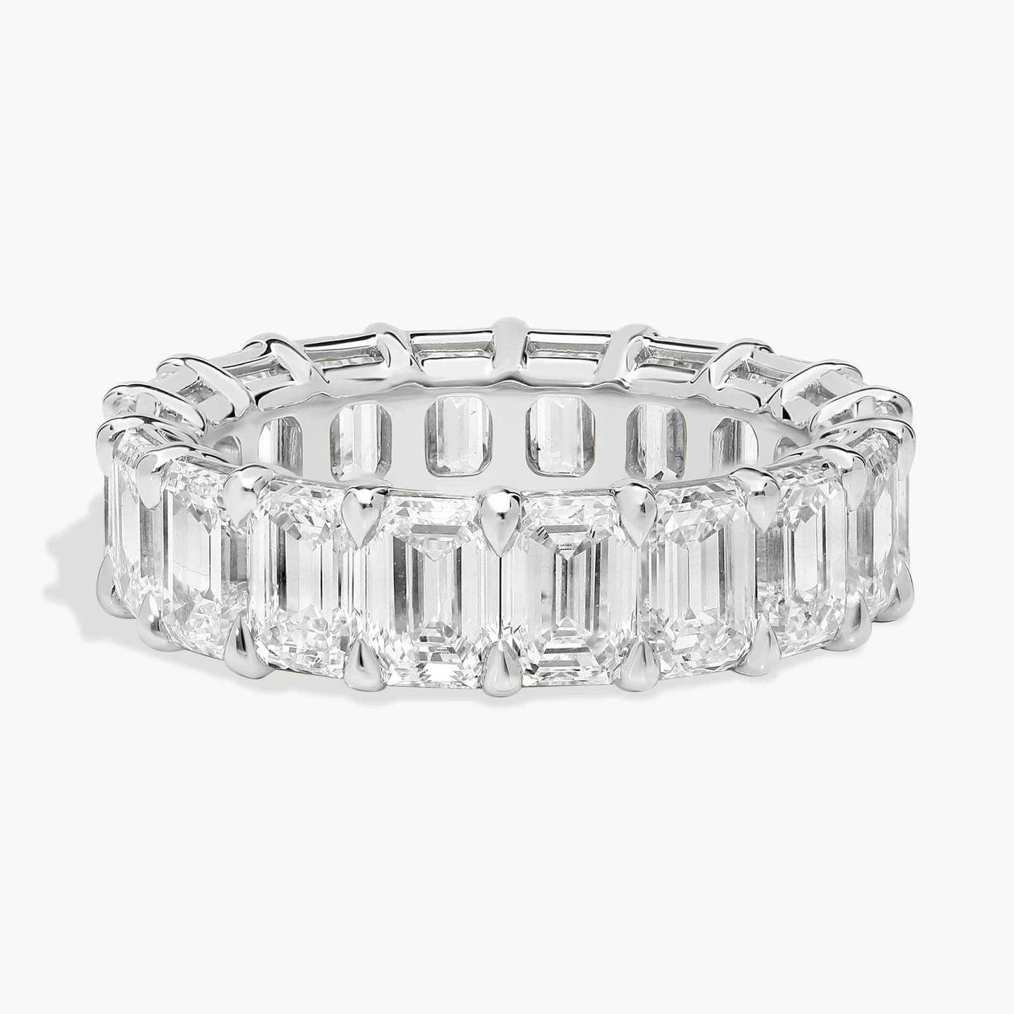 5.00 CTW Created Moissanite Emerald Cut Eternity Band Ring in 14k White Gold Overlay - Health & Longevity Life