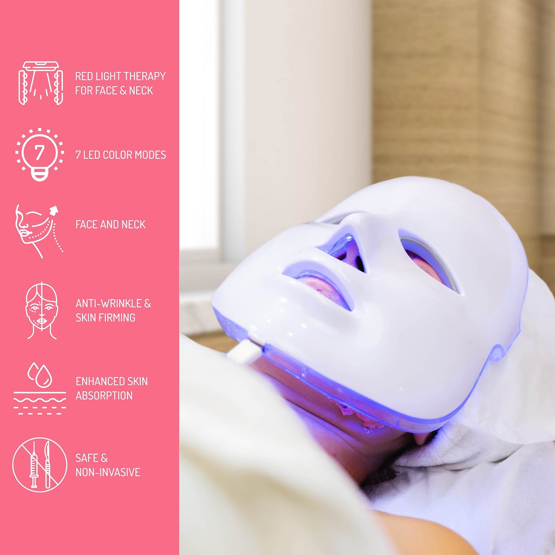 7 - in - 1 LED Light Therapy Face Mask – Advanced Skincare at Home! - Health & Longevity Life