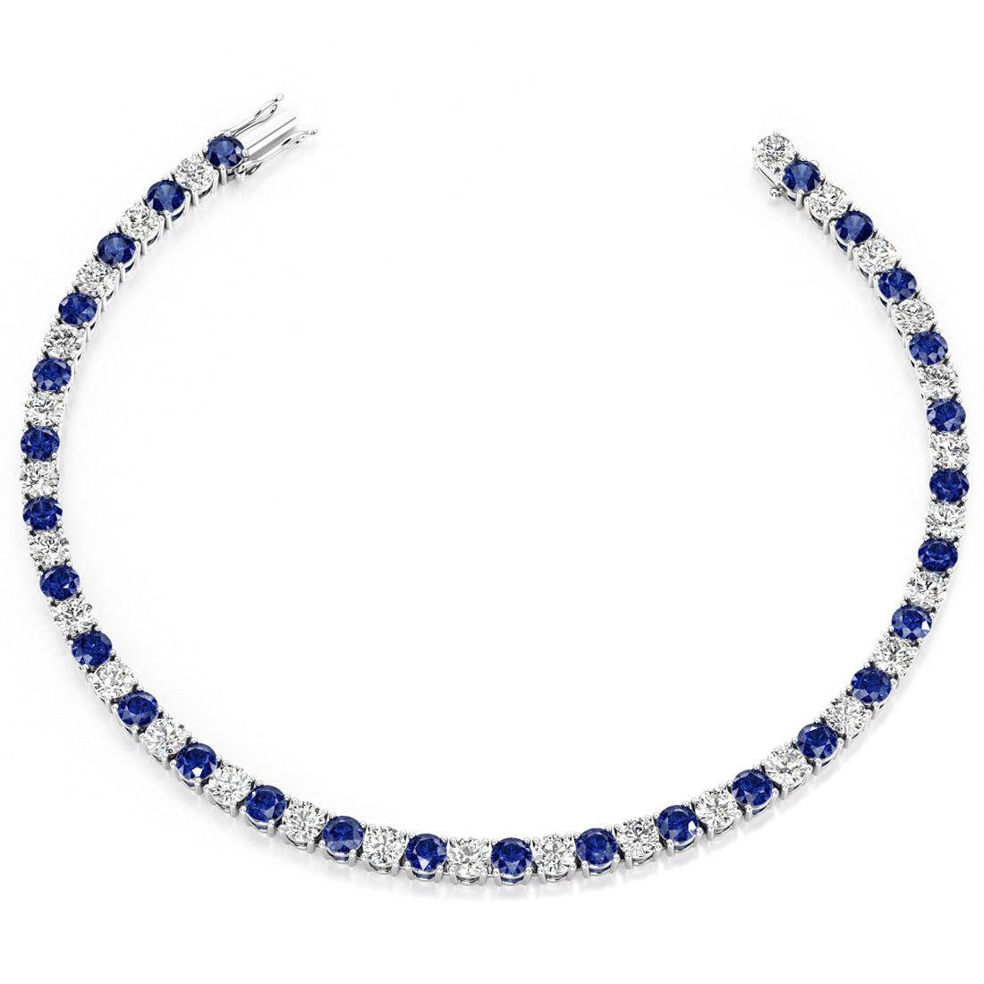 7.50 CTW AGI Certified Lab Created Blue Sapphire & Diamond Tennis Bracelet in 14K White Gold Overlay - Health & Longevity Life