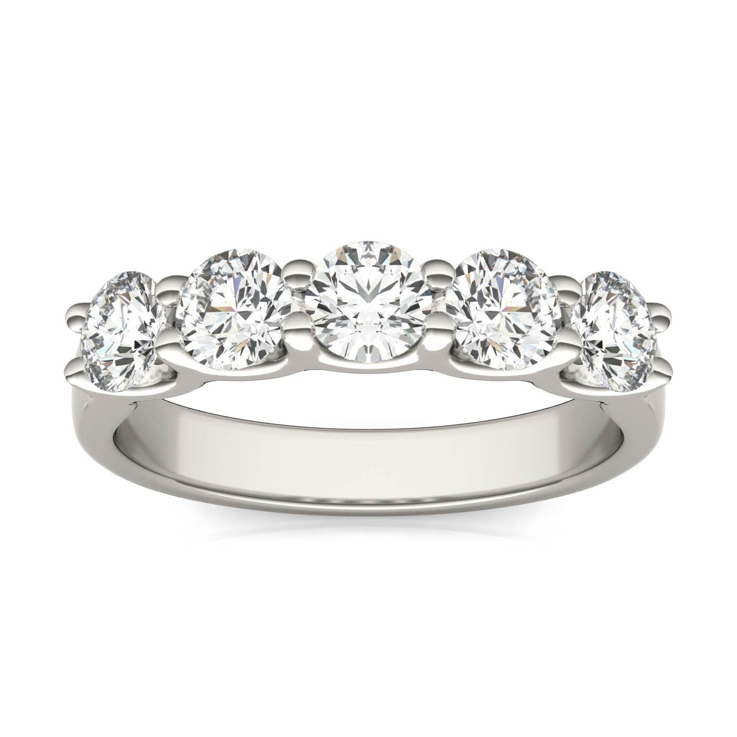 AGI Certified 1 1/4 CTW Round Lab Grown Diamond (G/VS) Five Stone Anniversary Band in 14K White Gold - Health & Longevity Life