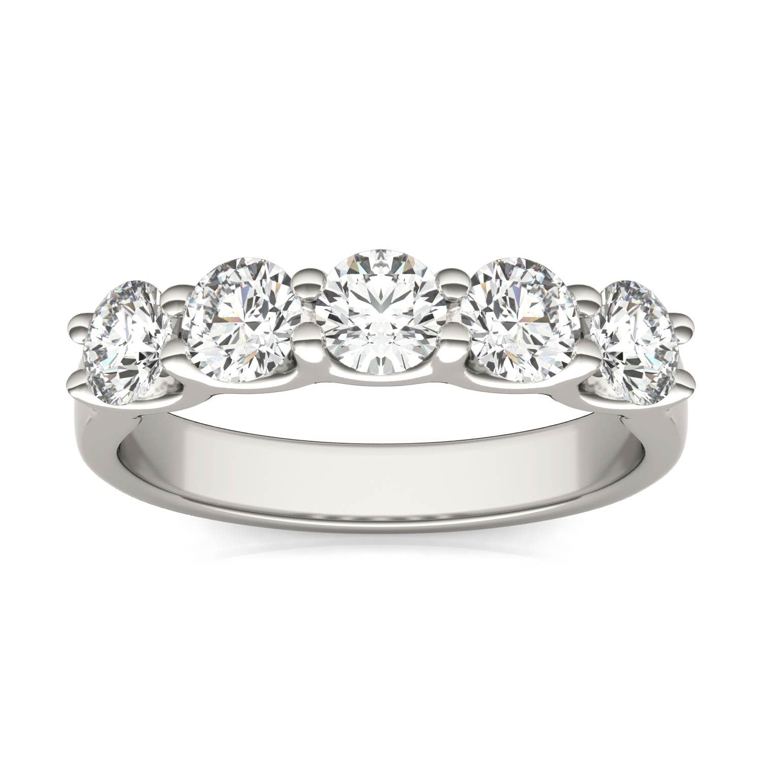 AGI Certified 1 1/4 CTW Round Lab Grown Diamond (G/VS) Five Stone Anniversary Band in 14K White Gold - Health & Longevity Life