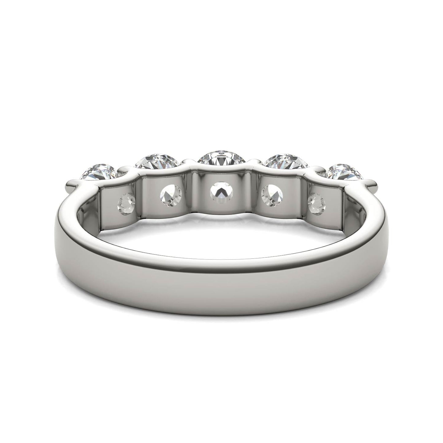 AGI Certified 1 1/4 CTW Round Lab Grown Diamond (G/VS) Five Stone Anniversary Band in 14K White Gold - Health & Longevity Life