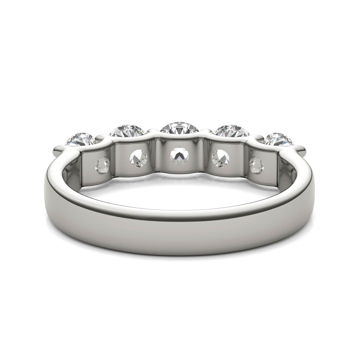 AGI Certified 1 1/4 CTW Round Lab Grown Diamond (G/VS) Five Stone Anniversary Band in 14K White Gold - Health & Longevity Life