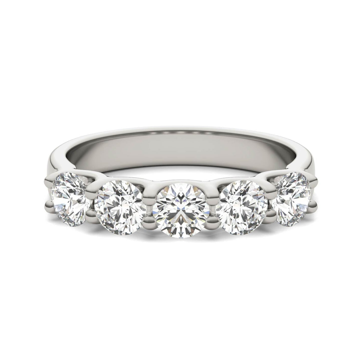 AGI Certified 1 1/4 CTW Round Lab Grown Diamond (G/VS) Five Stone Anniversary Band in 14K White Gold - Health & Longevity Life