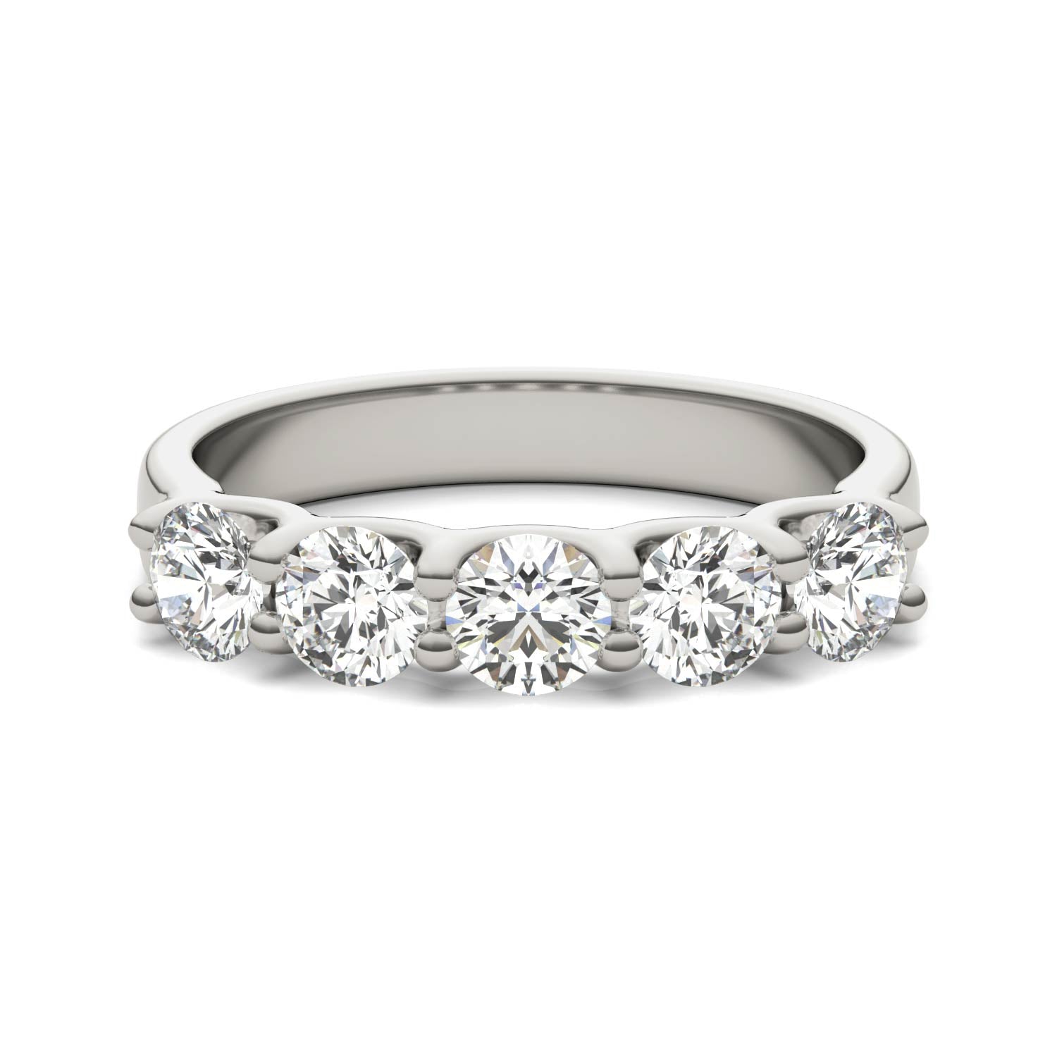 AGI Certified 1 1/4 CTW Round Lab Grown Diamond (G/VS) Five Stone Anniversary Band in 14K White Gold - Health & Longevity Life