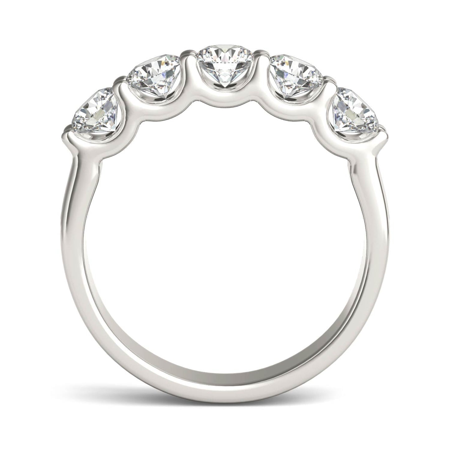 AGI Certified 1 1/4 CTW Round Lab Grown Diamond (G/VS) Five Stone Anniversary Band in 14K White Gold - Health & Longevity Life