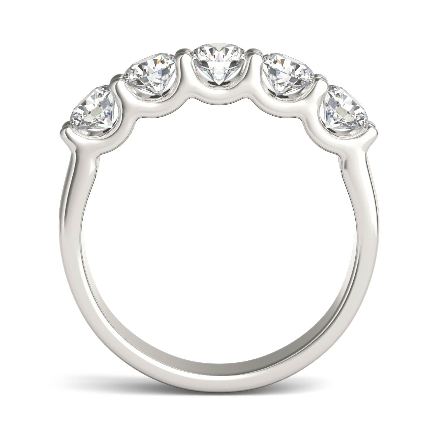 AGI Certified 1 1/4 CTW Round Lab Grown Diamond (G/VS) Five Stone Anniversary Band in 14K White Gold - Health & Longevity Life