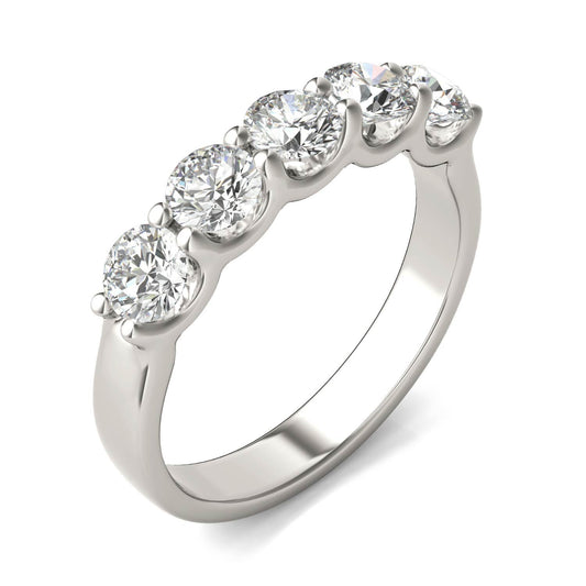 AGI Certified 1 1/4 CTW Round Lab Grown Diamond (G/VS) Five Stone Anniversary Band in 14K White Gold - Health & Longevity Life