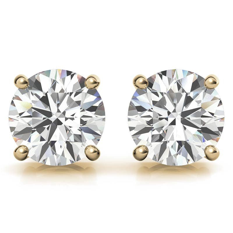 AGI Certified 6 CTW Lab Grown Diamond Stud Earrings in 14K White or Yellow Gold – G VS Round Cut - Health & Longevity Life