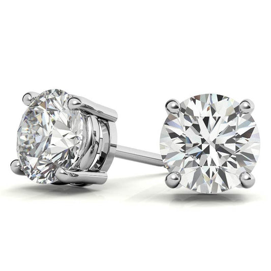 AGI Certified 6 CTW Lab Grown Diamond Stud Earrings in 14K White or Yellow Gold – G VS Round Cut - Health & Longevity Life