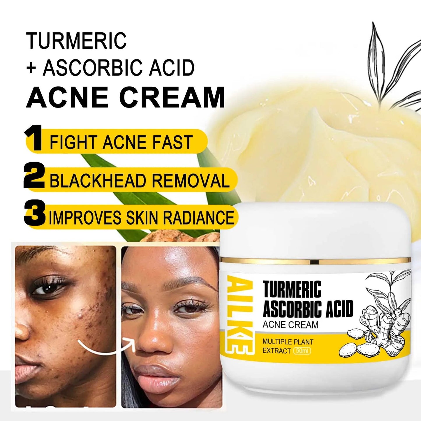 AILKE Organic Turmeric Skin Care, Lighten, Improve Dullness, Brightening, Hydration, Exfoliates, Smooths Skin, For Men And Women - Health & Longevity Life