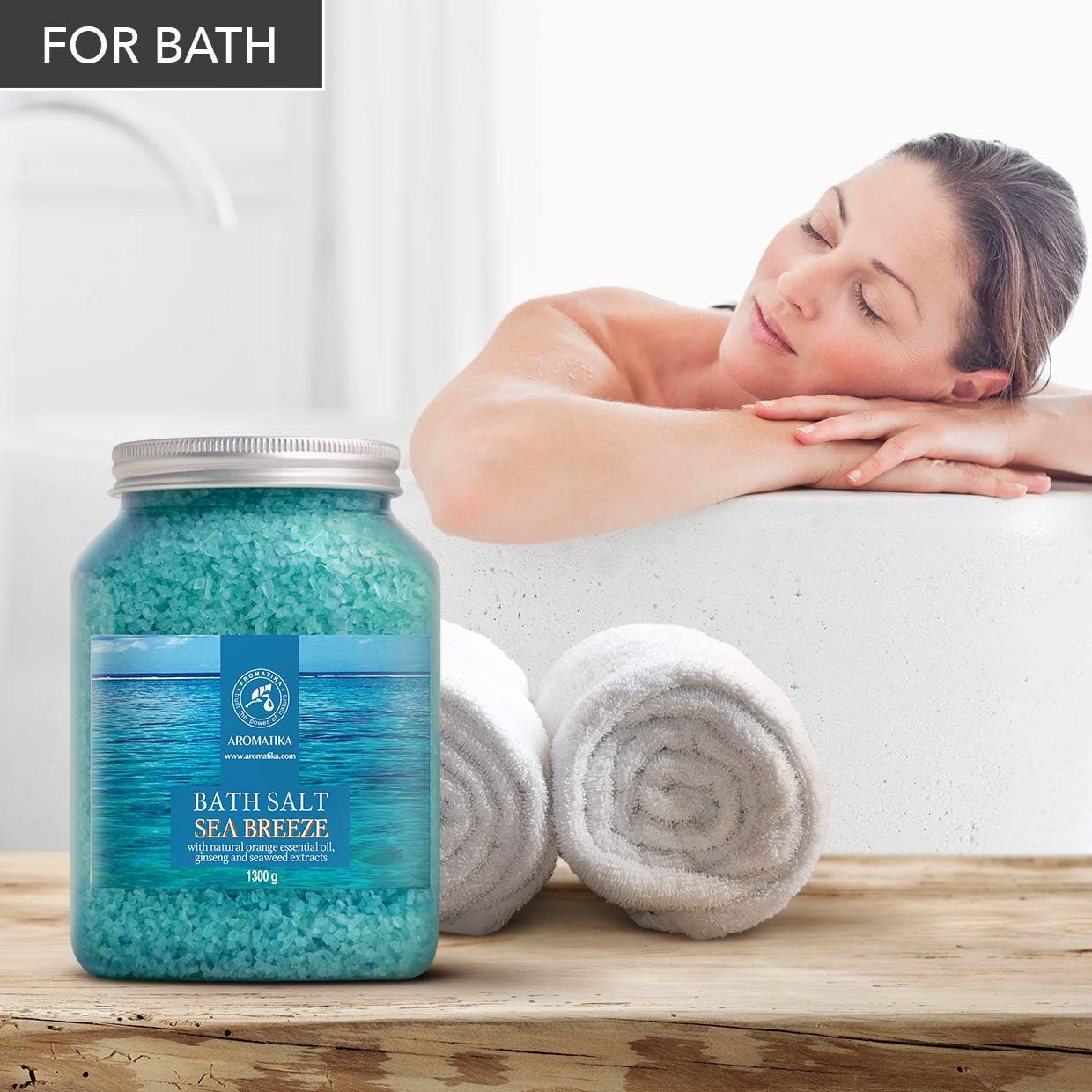 Bath Sea Salt 46 Oz - Sea Breeze Salt - Natural Bath Sea Salts - Best for Good Sleep - Relaxing - Calming - Body Care - Beauty - Aromatherapy - Health & Longevity Life