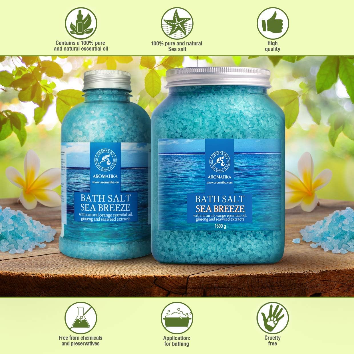 Bath Sea Salt 46 Oz - Sea Breeze Salt - Natural Bath Sea Salts - Best for Good Sleep - Relaxing - Calming - Body Care - Beauty - Aromatherapy - Health & Longevity Life
