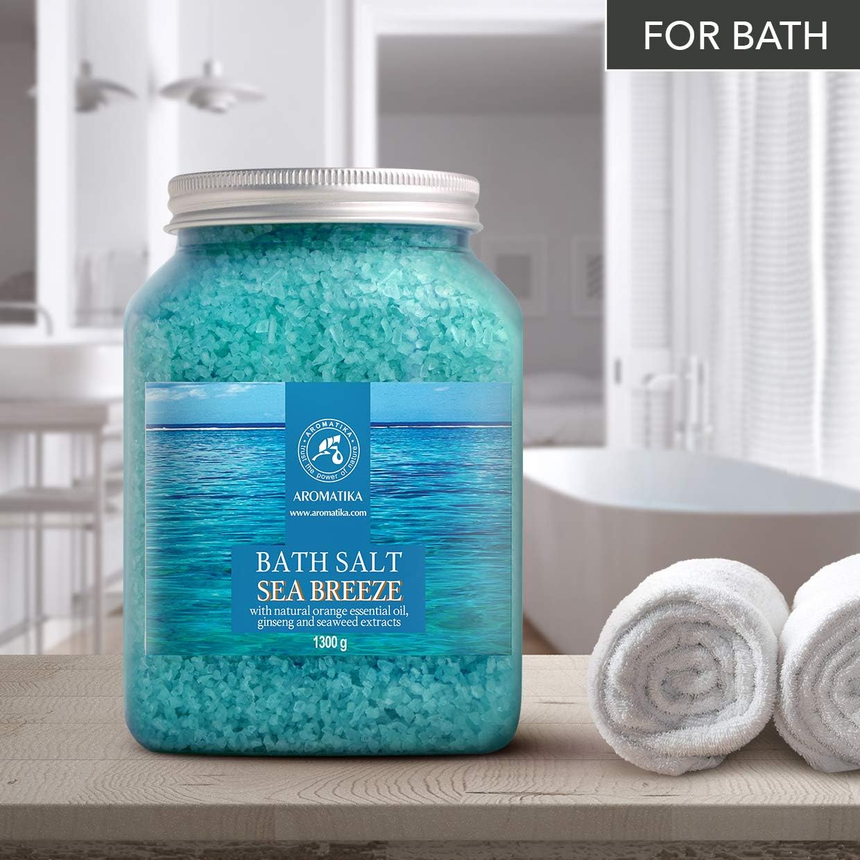 Bath Sea Salt 46 Oz - Sea Breeze Salt - Natural Bath Sea Salts - Best for Good Sleep - Relaxing - Calming - Body Care - Beauty - Aromatherapy - Health & Longevity Life