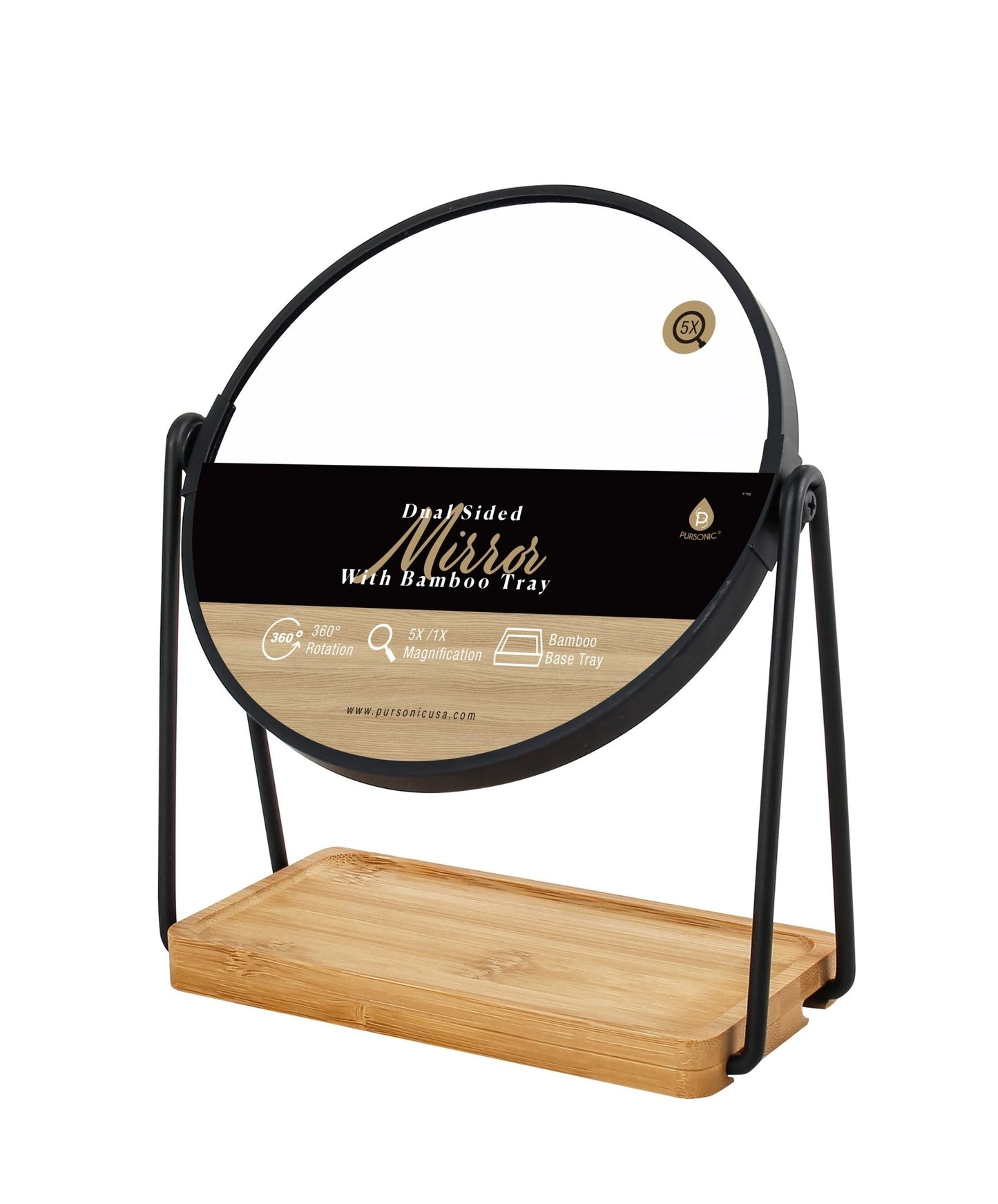 Dual Side Mirror With Bamboo Tray - Health & Longevity Life