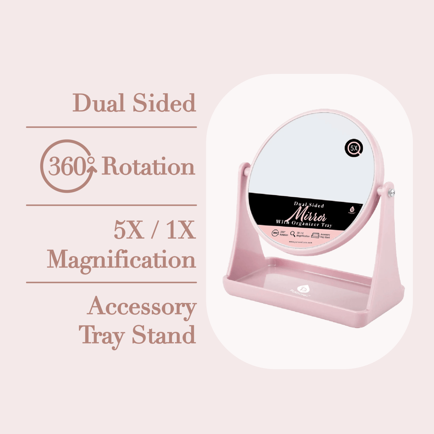 Dual Side Mirror With Organizer Tray - Health & Longevity Life