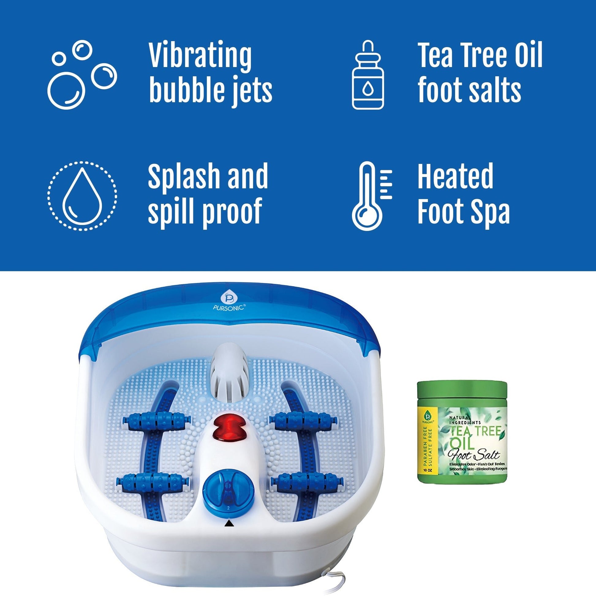 Foot Spa Massager with Tea Tree Oil Foot Salt Scrub (Heating Function) - Health & Longevity Life