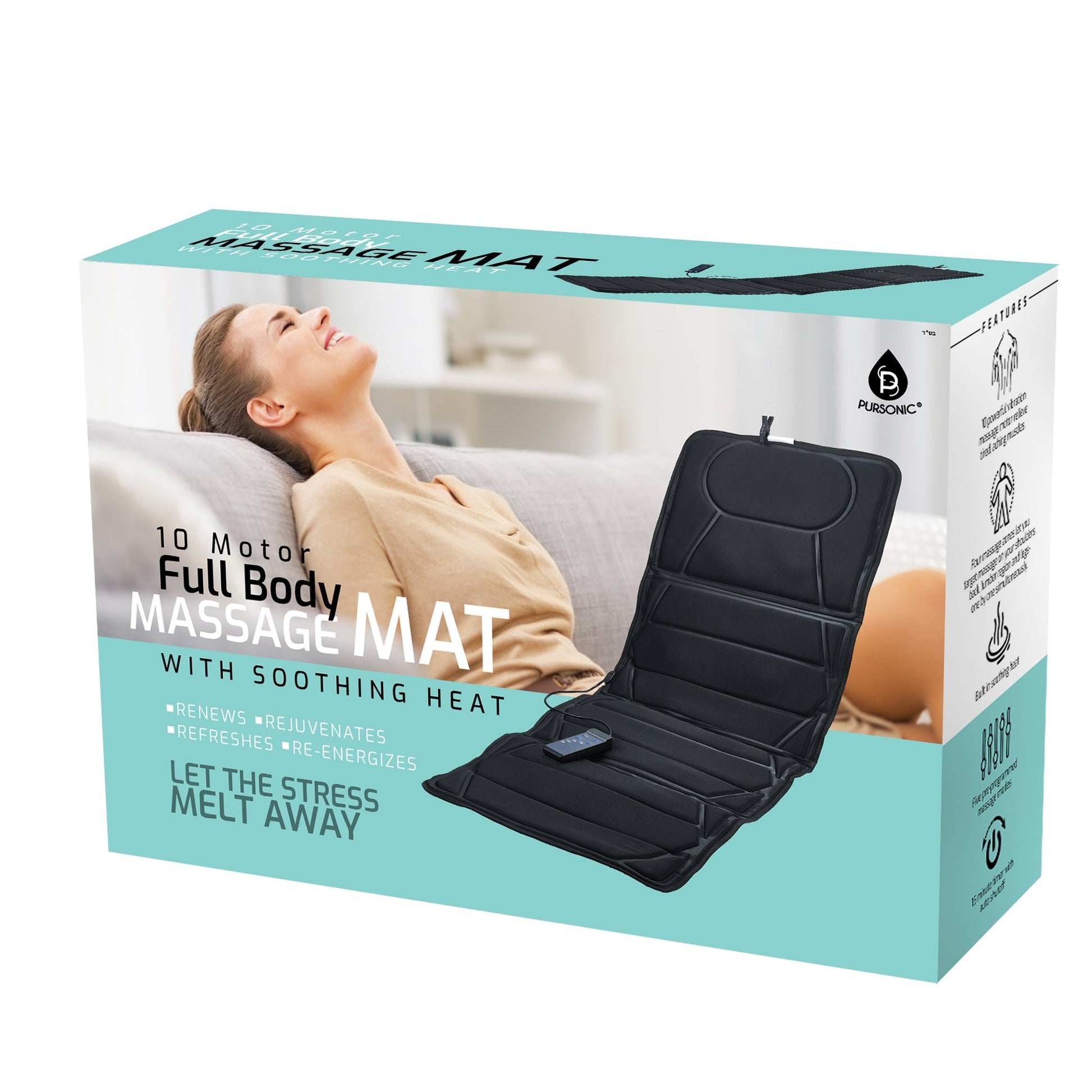 Luxury Massage Mat with Soothing Heat - 10 Powerful Motors Vibrating Massage Mattress Pad with Dual Heating Pads for Ultimate Back Relief, Full Body Massager for Neck, Back, Lumbar, and Calf Muscle Relaxation - Health & Longevity Life