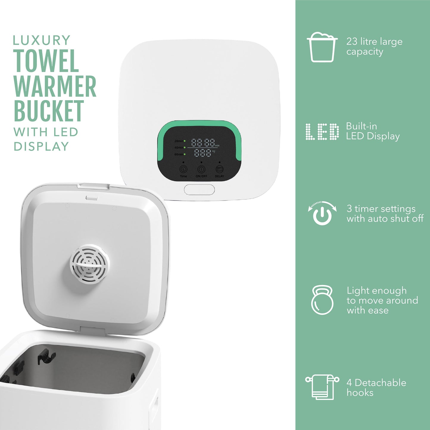 Luxury Towel Warmer Bucket with LED Display - Health & Longevity Life