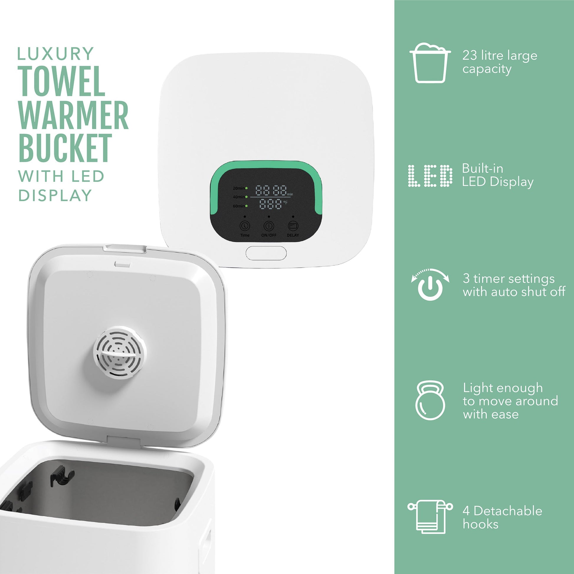 Luxury Towel Warmer Bucket with LED Display - Health & Longevity Life
