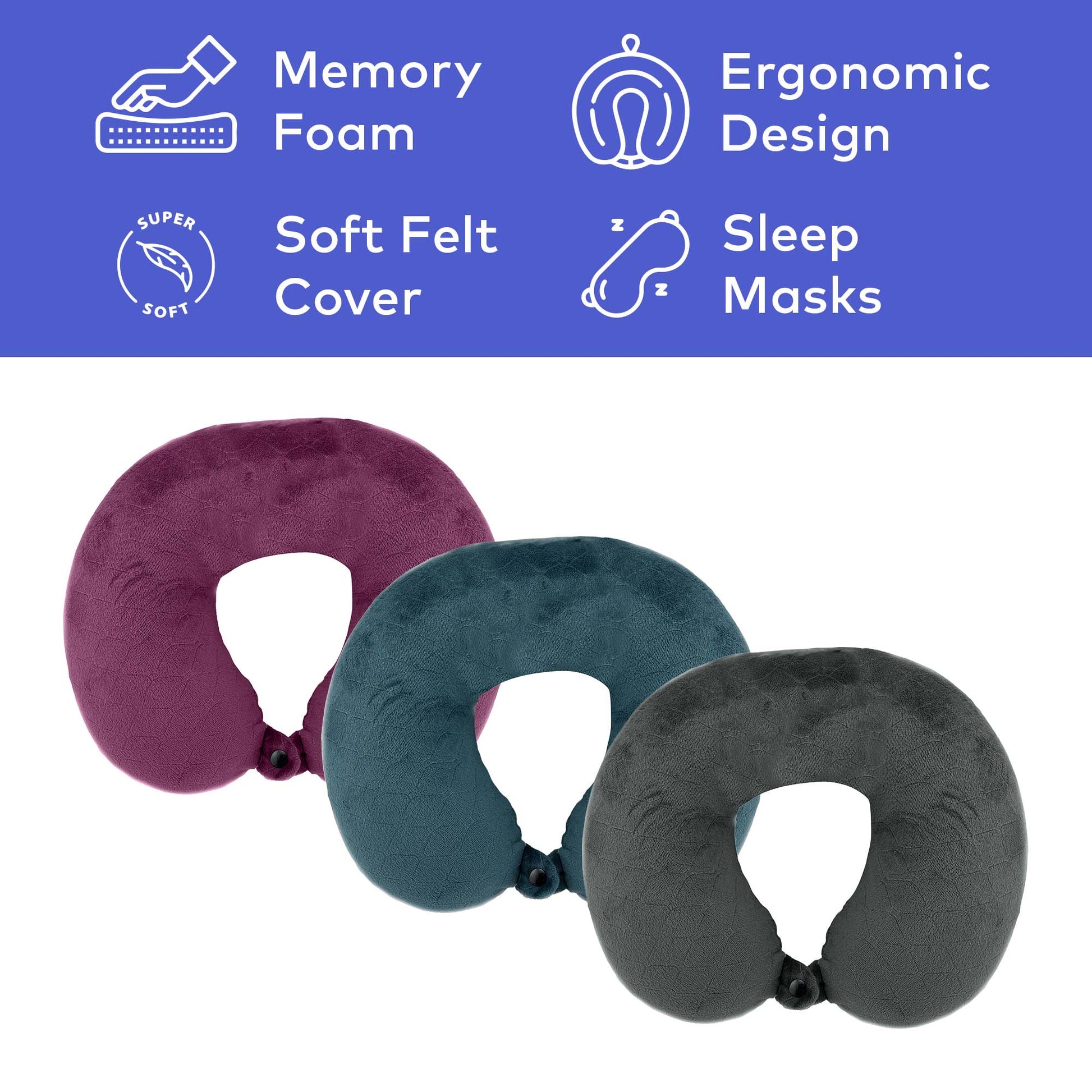 Memory Foam Travel Pillow with Sleep Mask - Health & Longevity Life