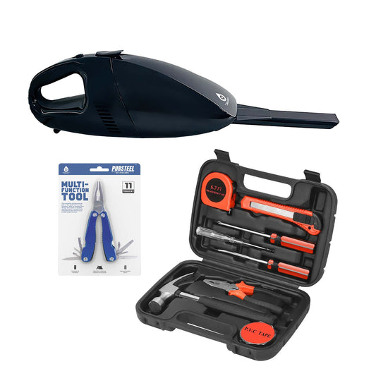 🛠️ Pursonic Car Vacuum, Handy Solutions 9 - Piece Tool Kit & 11 - in - 1 Multifunction Tool Bundle – The Ultimate Home & Auto Essential Set 🚗🔧 - Health & Longevity Life
