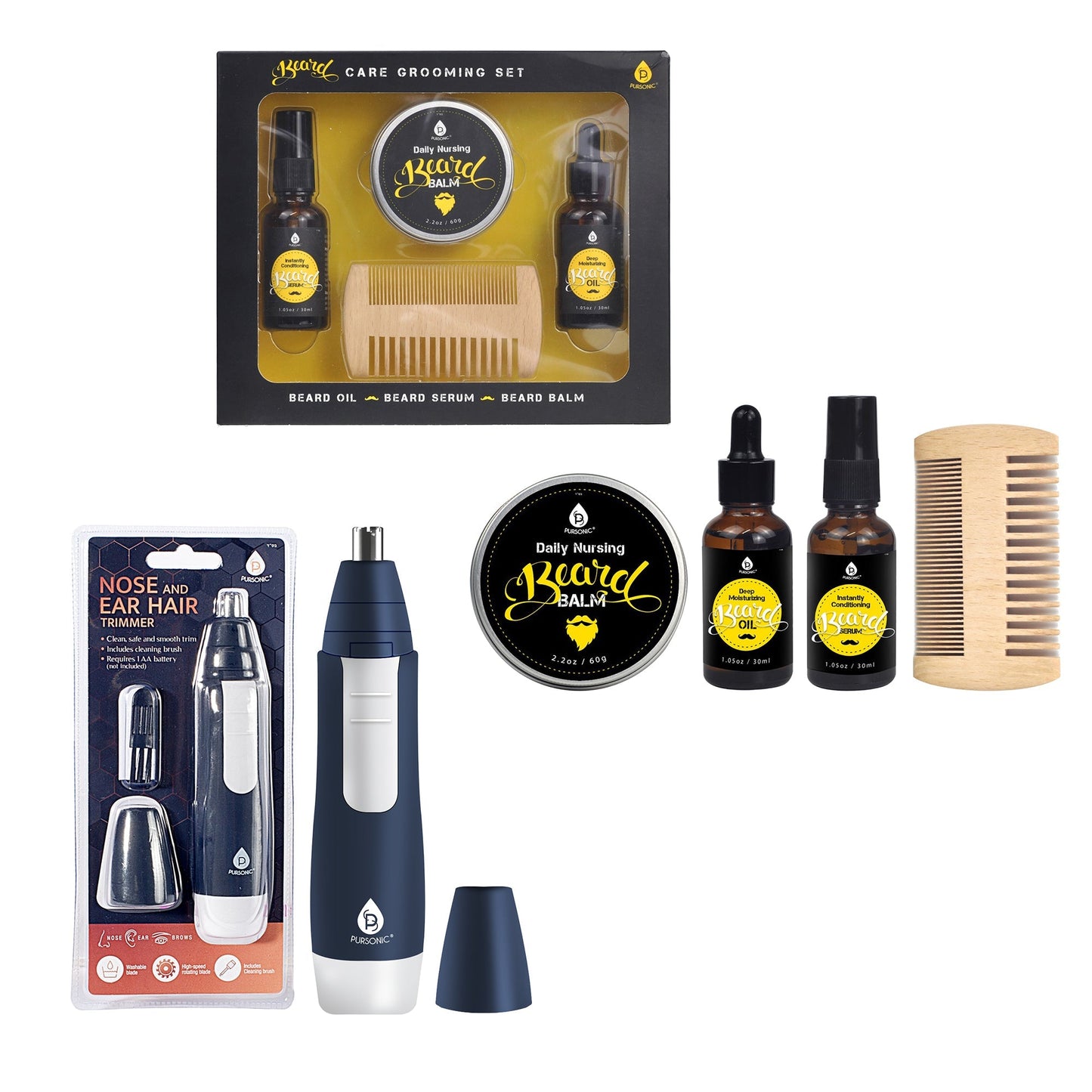 Pursonic Ultimate Beard Care Kit: Grooming Essentials for a Perfect Beard. - Health & Longevity Life