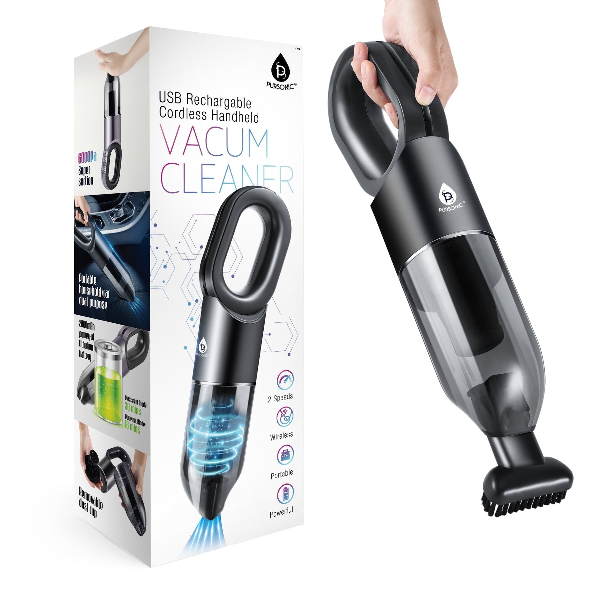 USB RECHARGEABLE CORDLESS HANDHELDS VACUUM CLEANER - Health & Longevity Life