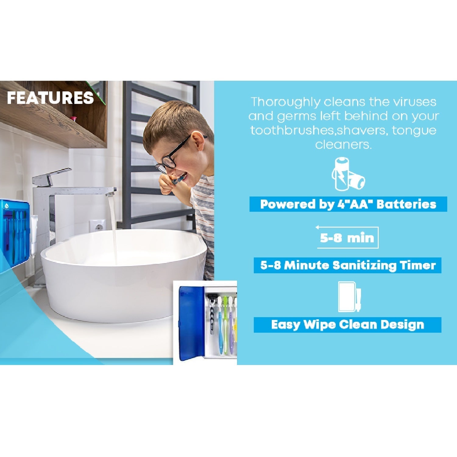 Wall Mountable Portable UV Toothbrush Sanitizer - Health & Longevity Life